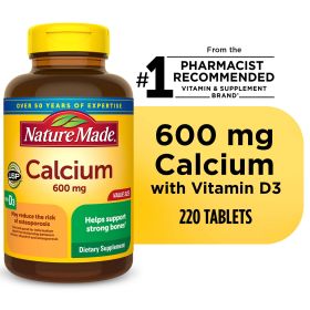 Nature Made Calcium 600 mg with Vitamin D3 Tablets;  220 Count